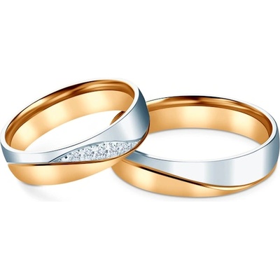 SAVICKI Сватбени халки: двуцветно злато, скосени, 5 мм