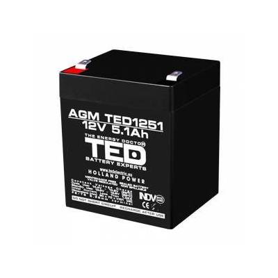 Оловна батерия TED ELECTRIC AGM, 12V, 5Ah, 90/ 70/ 10 1mm, Терминал 2