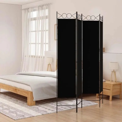 vidaXL Paraván skládací 160 × 200 cm textil černý 4dílný 350153