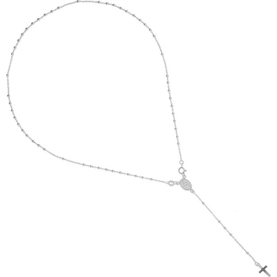 Argento Strieborný náhrdelník - ruženec, 5 desiatkov, krížik, Zázračná medaila 91801
