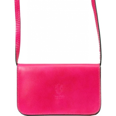 Vera Pelle kožená malá dámská podélná crossbody kabelka fuchsiově růžová
