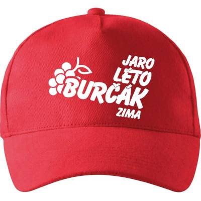 Jaro léto burčák zima se zahnutým kšiltem a látkovou sponou Červená