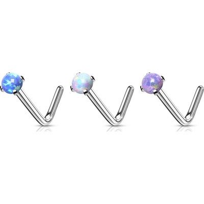 Šperky4U zahnutý piercing do nosu opál N0143-OP17