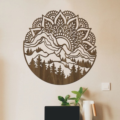 dřevo života Dřevěná mandala MANDALA HORY Rozměry (cm): 60x60, Zvolte barvu dekoru: Ořech