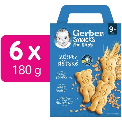 Nestlé GERBER Snacks dětské sušenky 6x180 g