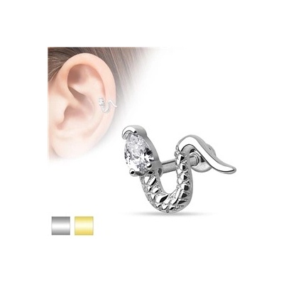 Piercingate činka do ucha Had PNC00089 čirá