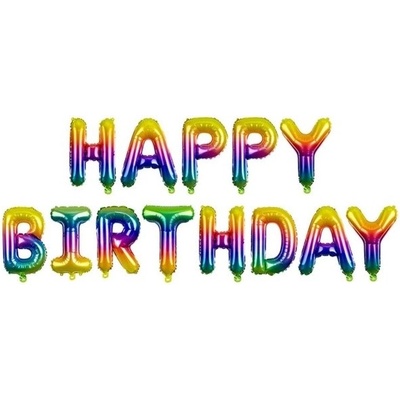 BALÓNEK fóliový Nápis Happy Birthday pastelový