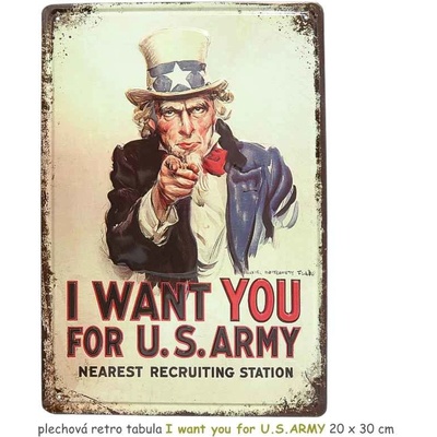 plechová retro tabula I want you for U.S.ARMY 20 x 30 cm