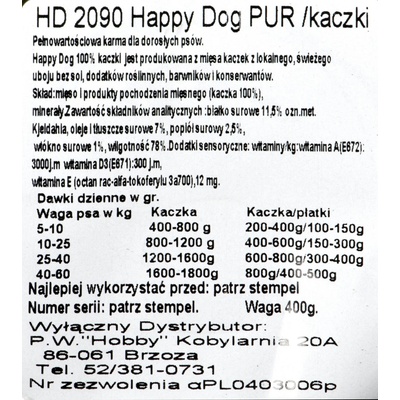 Happy Dog Ente Pur France kačacie 400 g