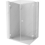 Mexen Lunar L петостенна душ кабина с навесна дясна врата 80 x 100 см, прозрачна, бяла - 831L-080P-100L-20-00-P (831L-080P-100L-20-00-P)