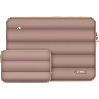 Tech-Protect Елегантен калъф и органайзер за аксесоари за MacBook 15, MacBook 16 и лаптопи до 16 инча - Tech-Protect Puffy Laptop Sleeve and Accessories Bag 16 (кафяв) (THP3476)