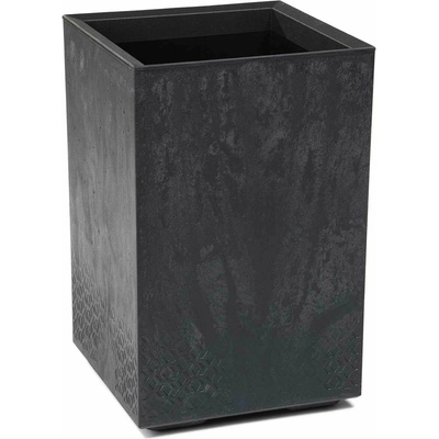 HowHomely PLASTOVÝ KVETINÁČ NA KOLIESKACH BETONIQUE 60X40X40 CM IMITÁCIA BETÓNU ČIERNA