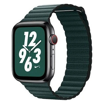 COTEetCI kožený magnetický řemínek Loop Band pro Apple Watch 38 / 40mm tmavě zelený WH5205-GR