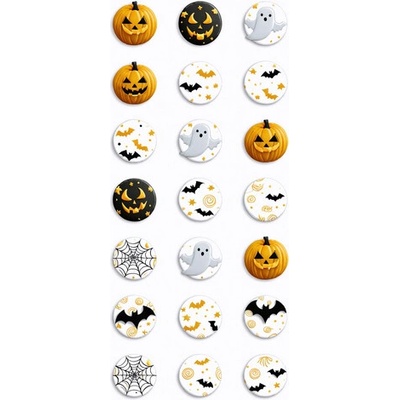 Sugar Stamp Pusinky předtištěné předlohy Halloween Předtištěný arch č.6 Halloween 2, pr 1,8 cm