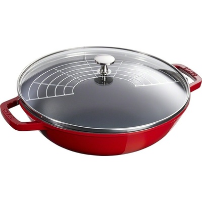 Staub Litinový wok se skleněnou poklicí, 30 cm, višňová 1004708