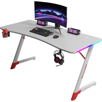 Геймърско бюро No brand D2209, 4 в 1, RGB, Бял - 74002 (74002)