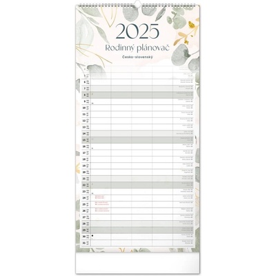NOTIQUE Nástenný Rodinný plánovací Kvety 21 x 42 cm 2025