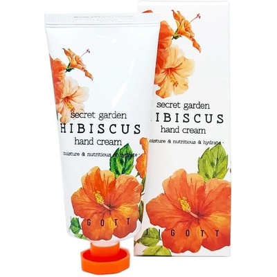 Jigott Крем за ръце с хибискус, растителни екстракти и бета-глюкан JIGOTT SECRET GARDEN HIBISCUS HAND CREAM 100 ml