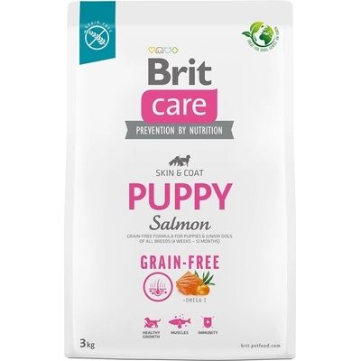 Brit Brit Care Dog Grain-Free Puppy Salmon Храна за кучета, суха, за малки и подрастващи от всякакви породи, от 4 седмици до 12 месеца, без зърно, със сьомга, 3kg