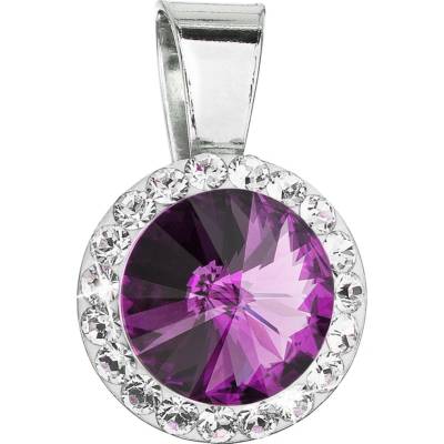 Pavona Strieborný prívesok s krištáľmi Preciosa fialový okrúhly 34251.3 amethyst