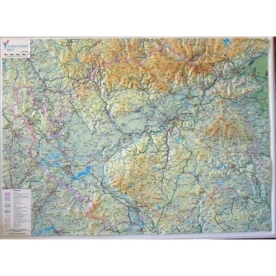 Karlovarský kraj - plastická mapa 100 x 75 cm v dřevěném rámu