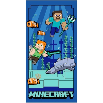 Jerry Fabrics Minecraft Underwater Fun dětská osuška modrá 70 x 140 cm