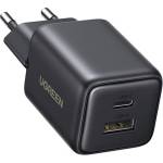UGREEN X514 мрежово зарядно устройство с USB+Type-C конектор, 20 W, PD бързо зареждане, ЧЕРНО (65737)