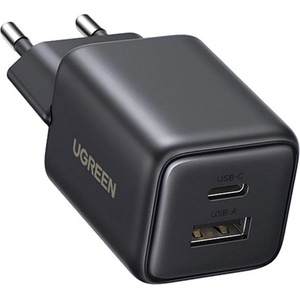 UGREEN X514 мрежово зарядно устройство с USB+Type-C конектор, 20 W, PD бързо зареждане, ЧЕРНО (65737)