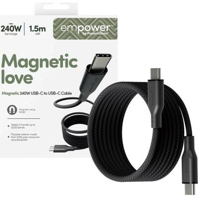 PanzerGlass EM68208 empower opletený magnetický nabíjací USB-C na USB-C 1,5m černý