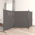 vidaXL Параван за стая, 3 панела, антрацит, 525x180 cм, текстил (350280)