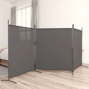 vidaXL Параван за стая, 3 панела, антрацит, 525x180 cм, текстил (350280)