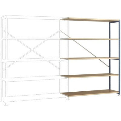 Manuflex RP1141.0001 Zásuvný policový diel Planoflex s 5 policami, (š x v x h) 1.47 x 2 x 40 m, ocel, drevená podlaha, s