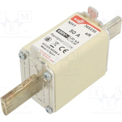 DF ELECTRIC 365230 Pojistka: tavná; 50A; 690VAC; 550VDC; aR; keramická; NH1