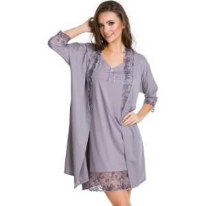 MEDIOLANO Микрофибърен халат в сив цвят stella 05090eh-68609-szary - Сив, размер s/m