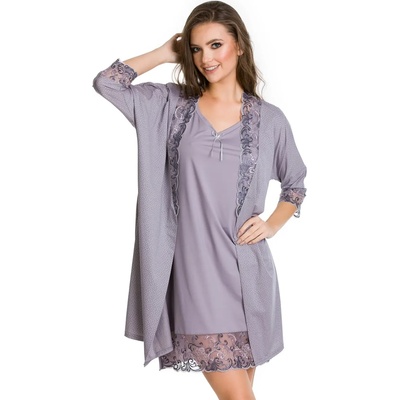 MEDIOLANO Микрофибърен халат в сив цвят stella 05090eh-68609-szary - Сив, размер s/m