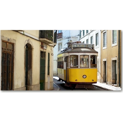 Foto obraz sklo tvrzené električka Lisabone 100x50 cm