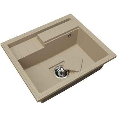 DobreSny Granitový dřez ELITE 6052 BÉŽOVÝ 60 x 52 x 21,5cm
