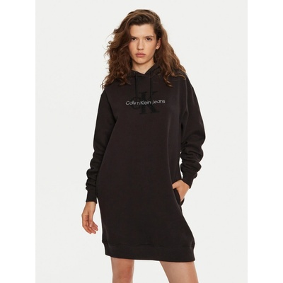 Bavlněné šaty Calvin Klein Jeans černá mini oversize J20J224685