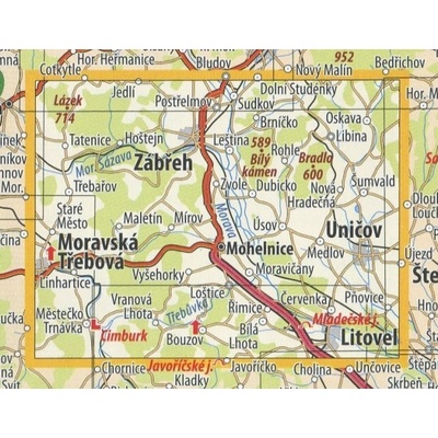 KČT 52 Zábřežsko - nástěnná turistická mapa 90 x 60 cm Varianta: mapa v dřevěném rámu, Provedení: Ticiago černý