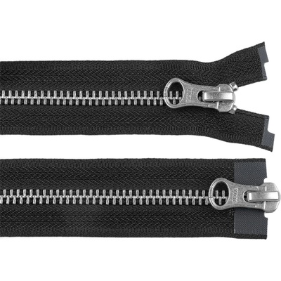 Zip kovový YKK No 5 dělitelný 2 jezdce / dvoucestný 80 cm na kožené bundy Varianta: černá barva nikl, Balení: 1 ks 62566/162922/290435