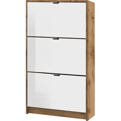 Шкаф за обувки Huge 3D дъб вотан и бял лак