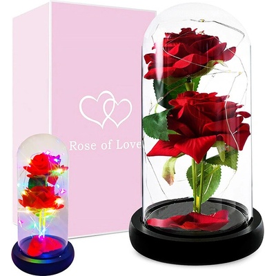 SOLEX Darček večná ruža v skle LED červená RGB ROSE OF LOVE VRS-21R 43870