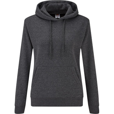 Fruit of the Loom Classic Lady-Fit Hooded Sweat COT-162038t3700 melír šedá tmavá