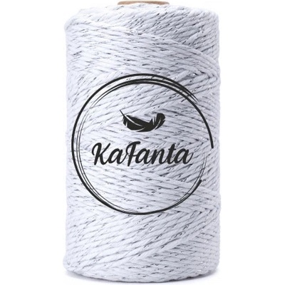 Macrame příze KaFanta PREMIUM 3mm/100m - white silver