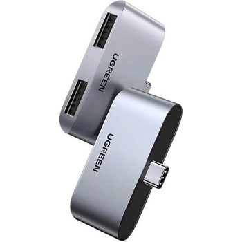 Image 1 of UGREEN USB-C to Dual USB-A Adapter - адаптер за свързване от USB-C към 2 x USB-A 3.0 (тъмносив)