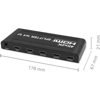 Qoltec 51798 активен HDMI сплитер 4 x HDMI 4K x 2K | 3, 4 Gb/s (51798)