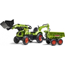 Falk šliapací traktor 2070W Claas backhoe s prednou a zadnou lyžicou a prívesom