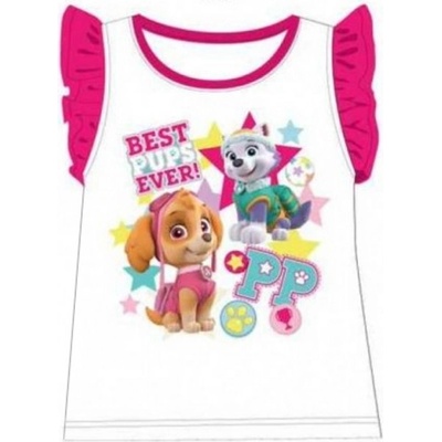 Setino dievčenské bavlnené tielko tričko bez rukávov Paw Patrol biele