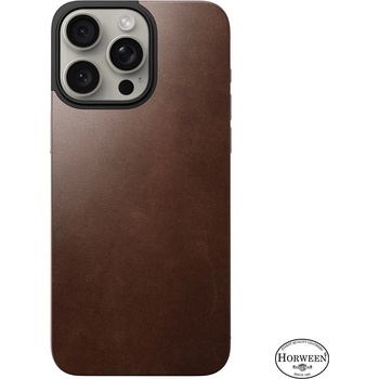 Nomad Magnetic Horween Leather Back - магнитен кожен (естествена кожа) гръб с MagSafe за iPhone 15 Pro Max (кафяв)