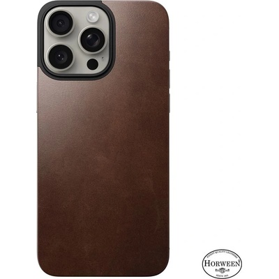 Nomad Magnetic Horween Leather Back - магнитен кожен (естествена кожа) гръб с MagSafe за iPhone 15 Pro Max (кафяв)